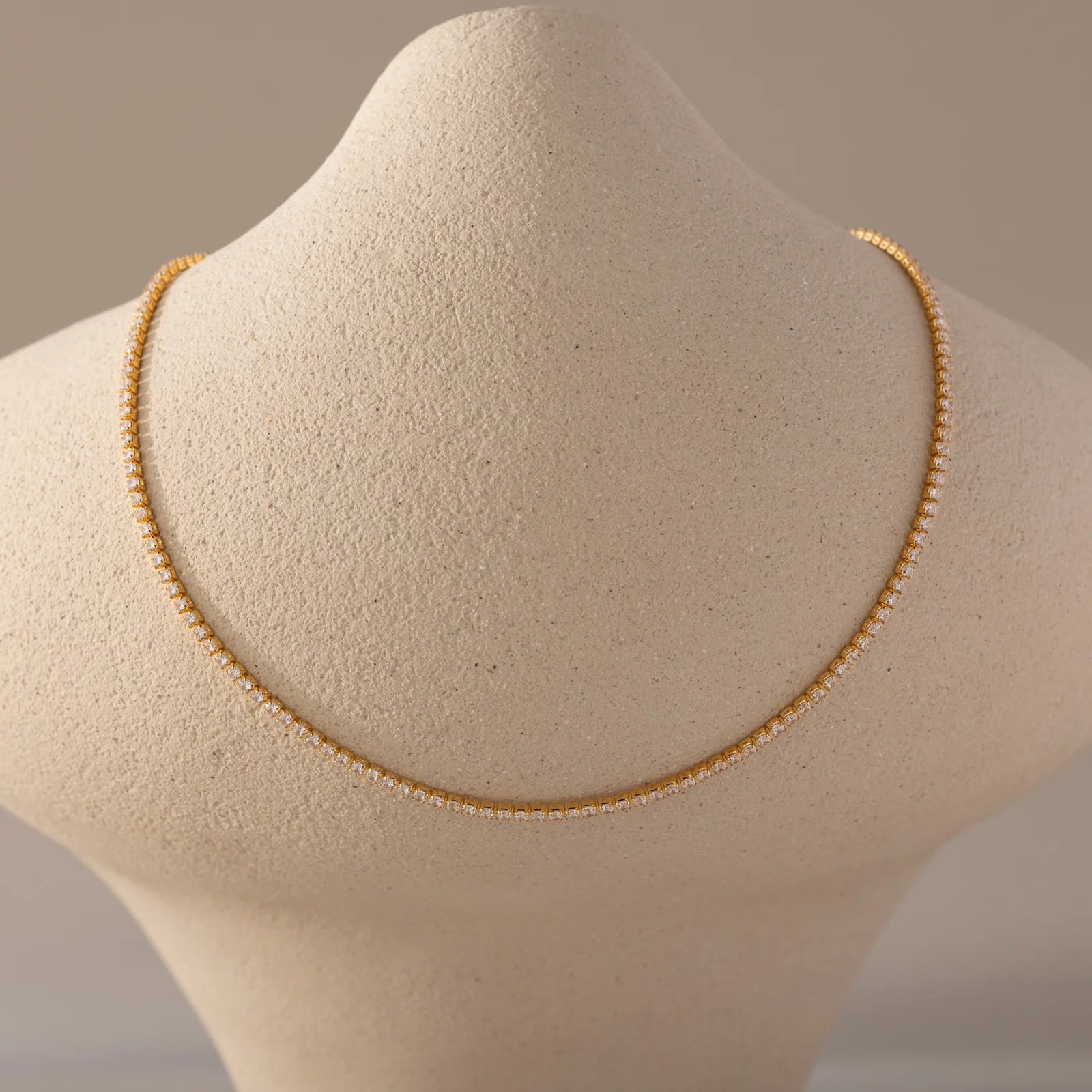 Diamond Tennis Choker Necklace in Gold