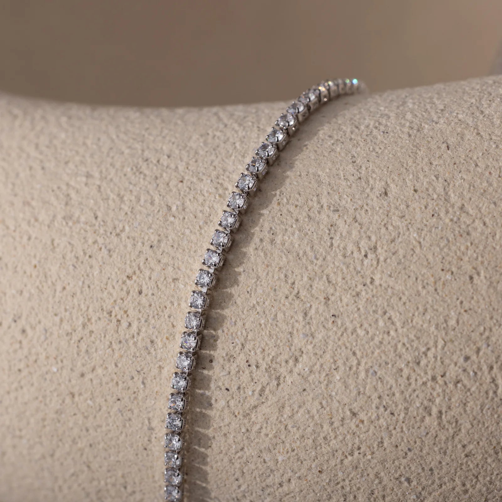 Diamond Tennis Choker Necklace in Silver