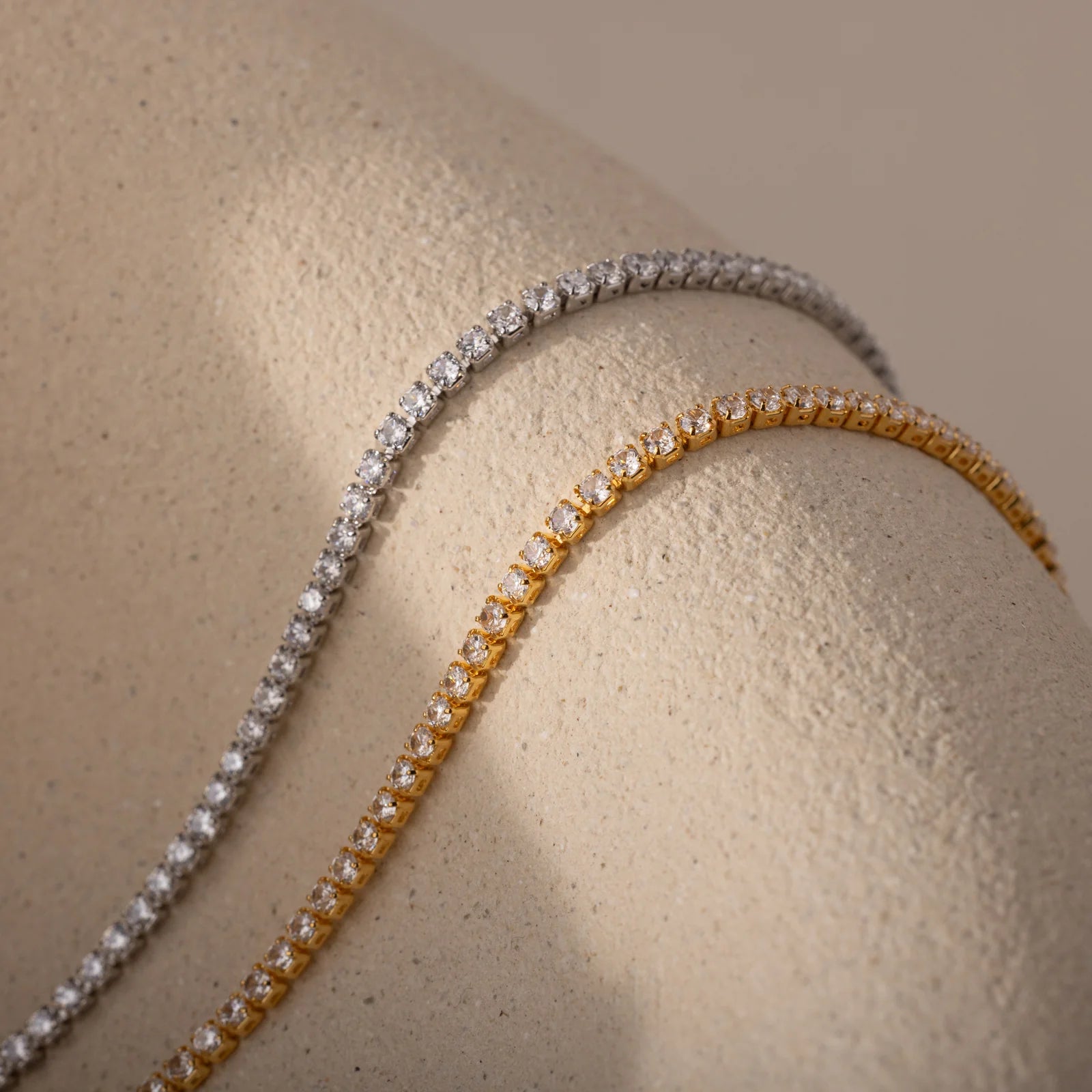 Diamond Tennis Choker Necklace in Silver
