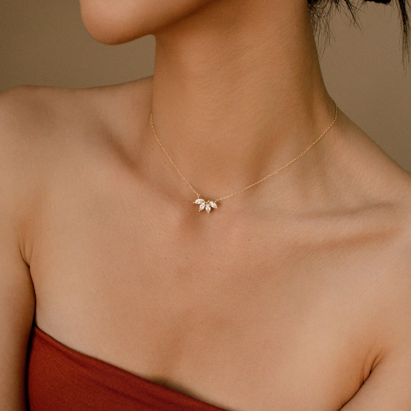 Marquise Diamond Necklace in 18K Gold