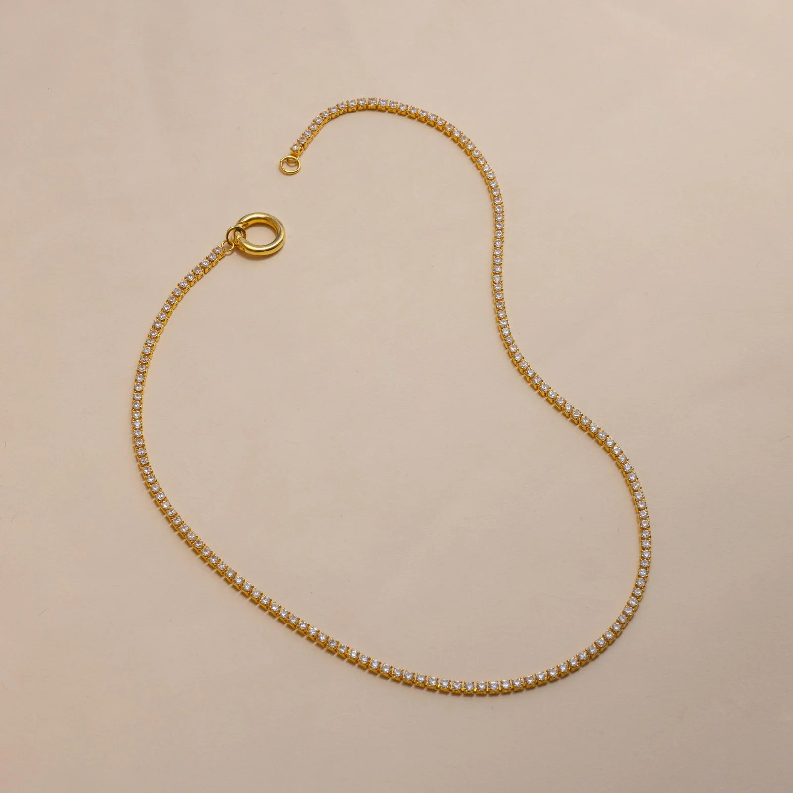 Diamond Tennis Clasp Necklace in 18K Gold