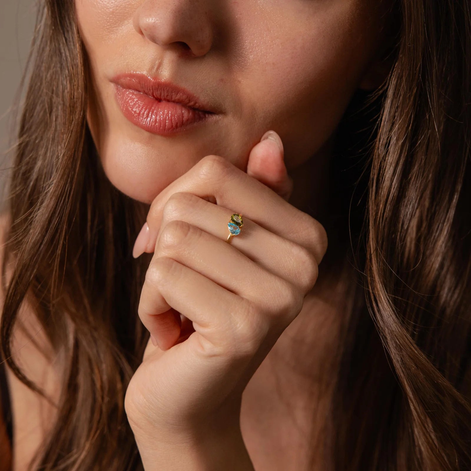 Duo Pear Toi Et Moi Ring in 18K Gold