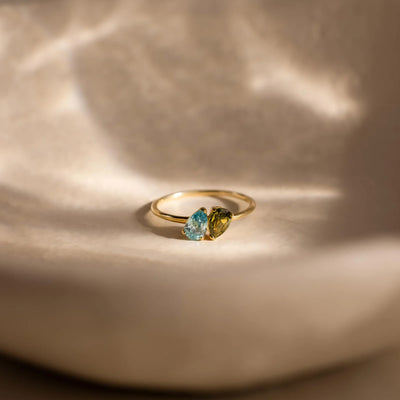 Duo Pear Toi Et Moi Ring in 18K Gold