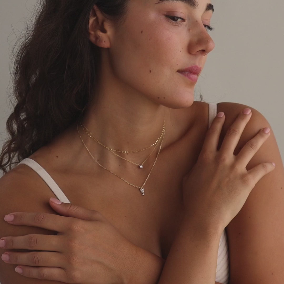 Butterfly Drop Necklace in 18K Gold